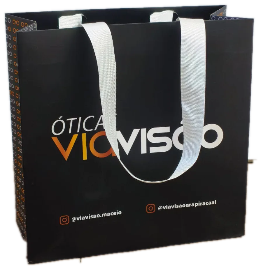 Sacola preta personalizada para ótica
