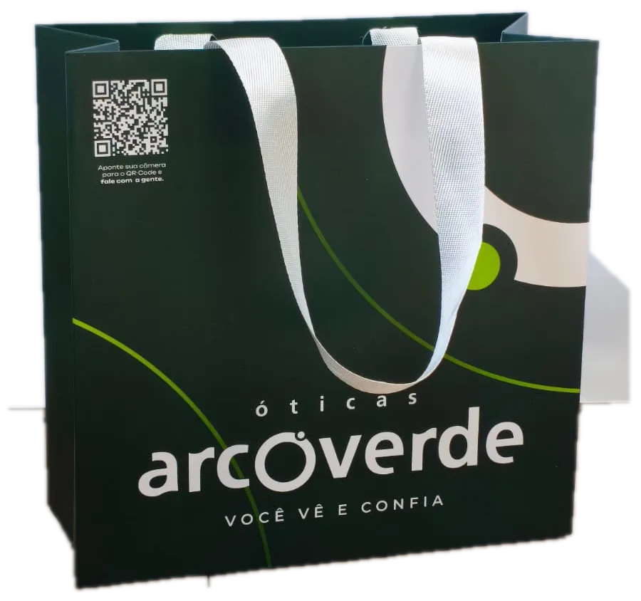 Sacola verde personalizada para ótica